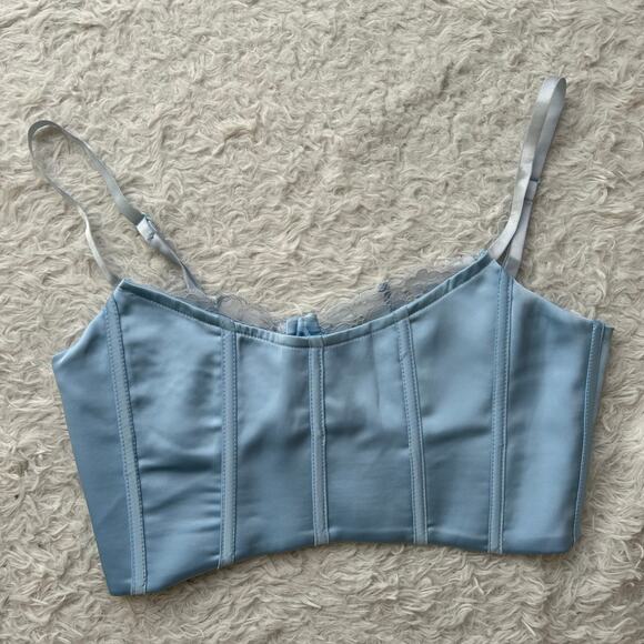 Unfazed Clothing Co. Tops - Unfazed Clothing Co. Baby Blue Lace Trim Corset Top Size Small